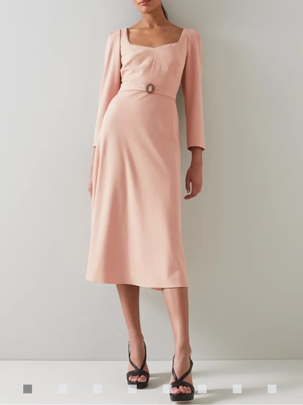 LK Bennett Katerina Crepe Belted Midi Dress In Pin Pink